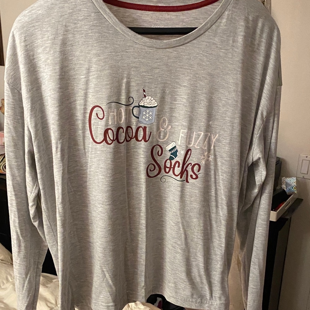 George Gray Long Sleeve Tee with Red Accents